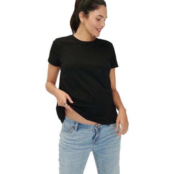 HATCH the perfect crew black maternity short sleeve t-shirt 100% cotton XL - Picture 1 of 7